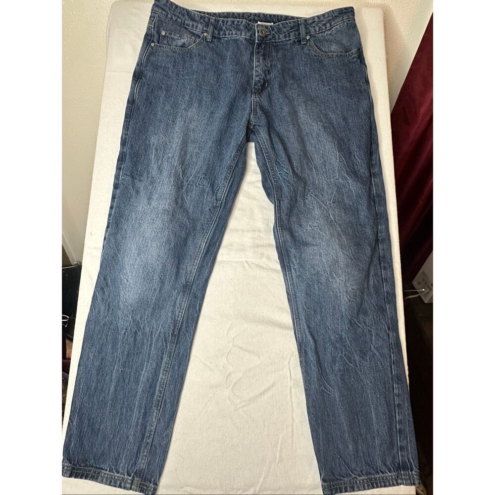 Noru Mens Blue Denim Padded Knee Straight Leg Motorcycle Riding Jeans Size 40/32